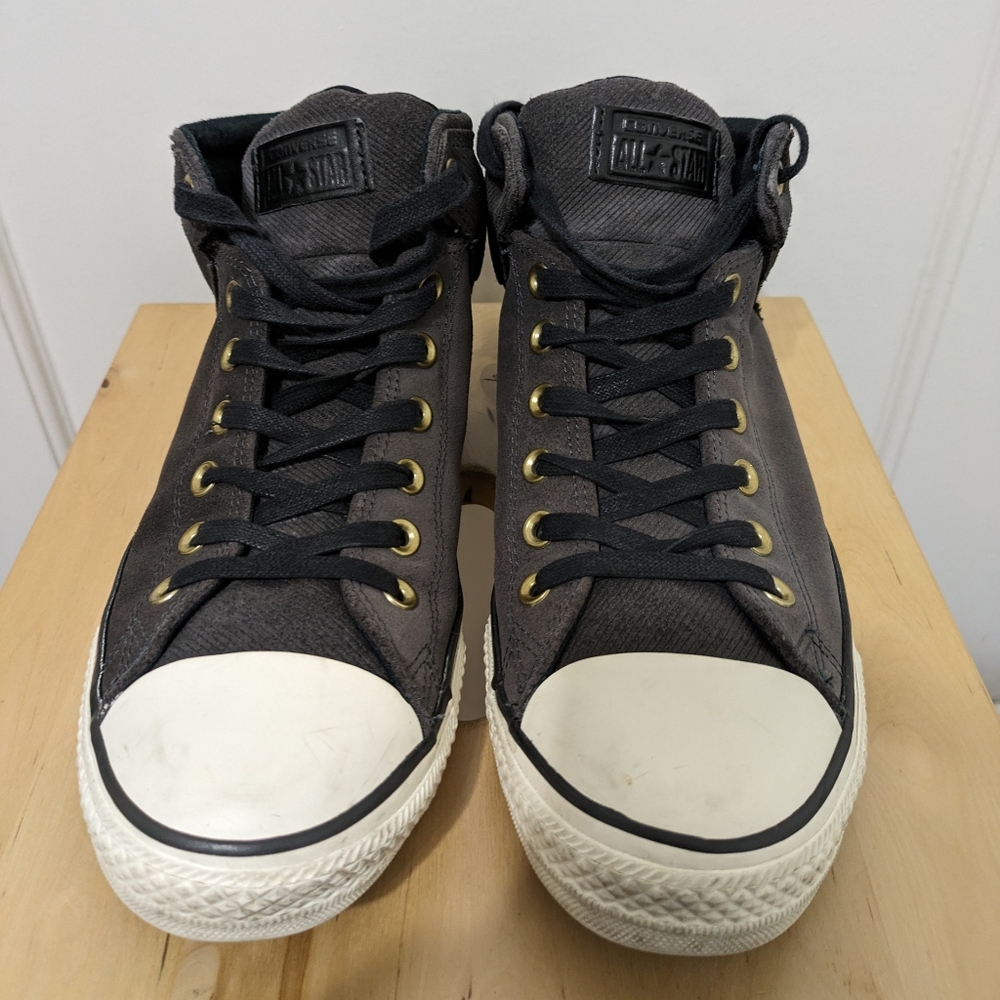 Men's 10 1/2, Charcoal Grey, Leather Converse.